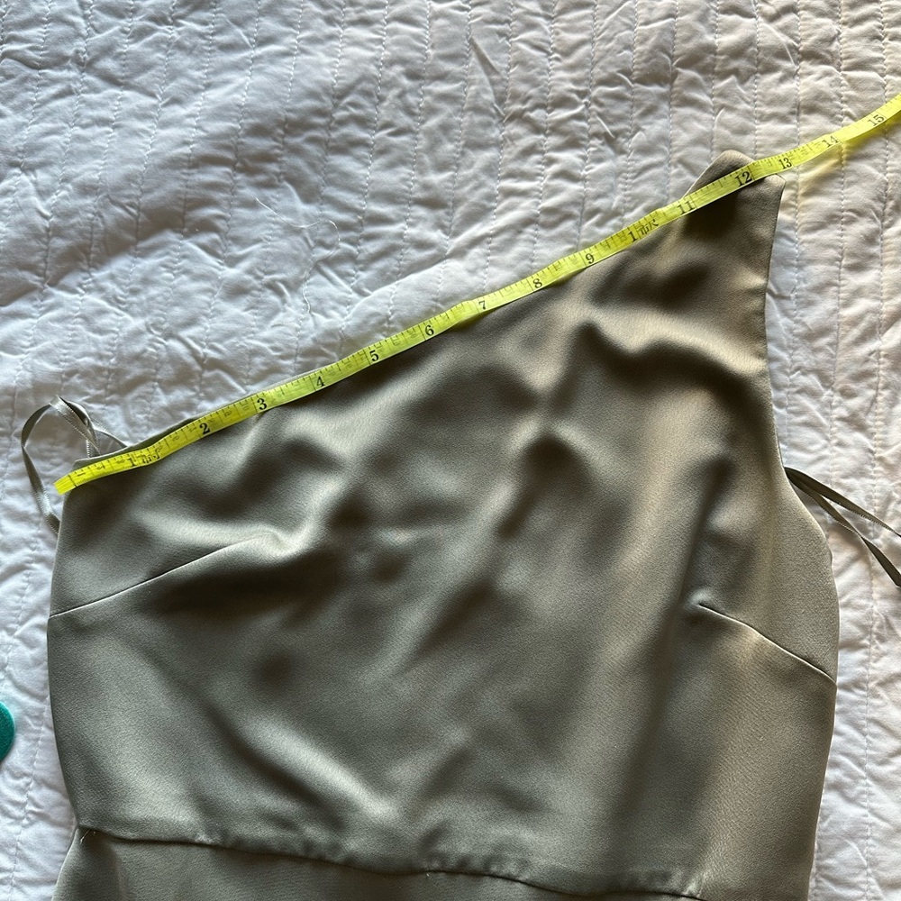 BHLDN One-Shoulder Sage Green Satin Gown - Picture 14 of 14